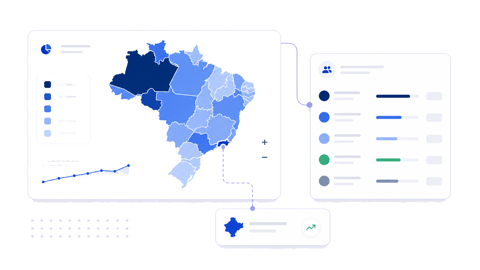 Mockup de mapa territorial com ranking lateral e recorte estadual